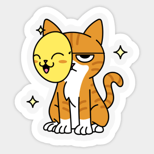 Cute angry cat wearing mask Sticker